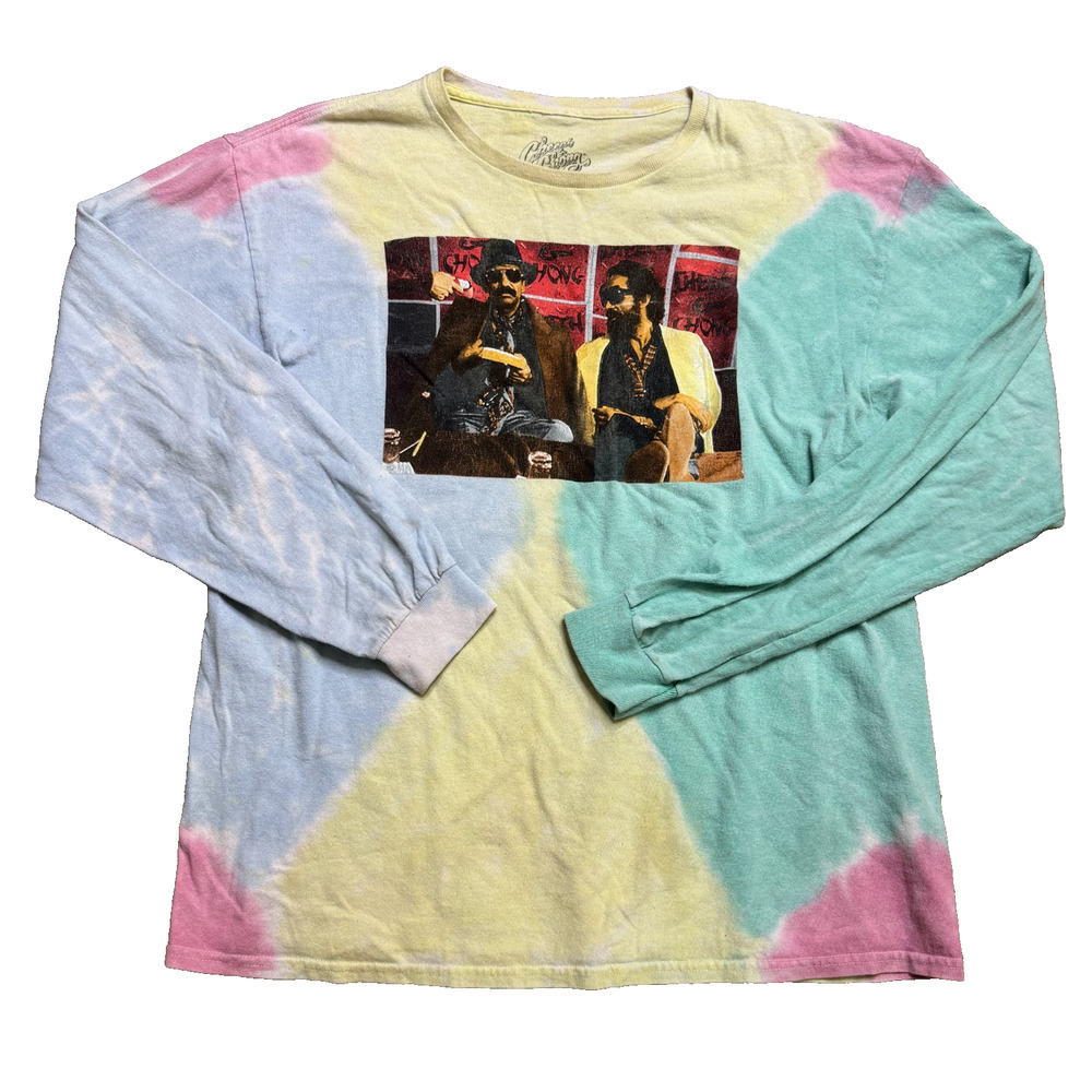 Cheech & Chong Shirt Mens Medium Pastel Tie Dye Long Sleeve Graphic Tee M